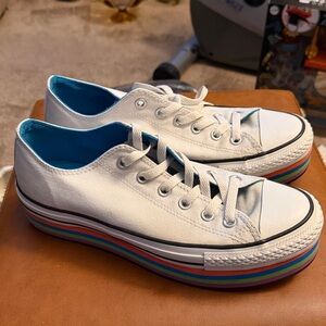 Women's Converse Canvas Sneakers with Chunky Rainbow Sole
